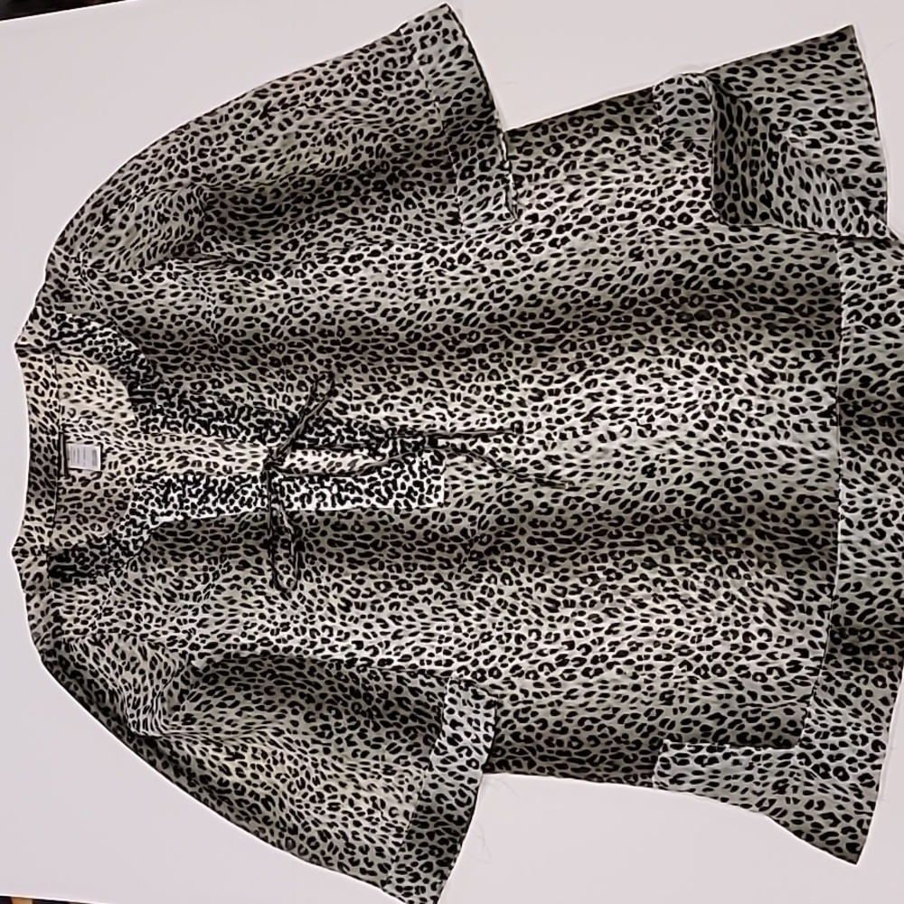 Tommy Bahama Leopard Nehru Collar With Paillette Cover Up Black Gray Large - Picture 4 of 14